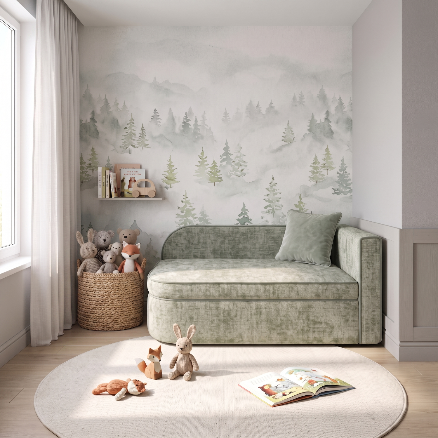 Диван прямой Аби Велюр Круз 72 (Cruz Watergreen)